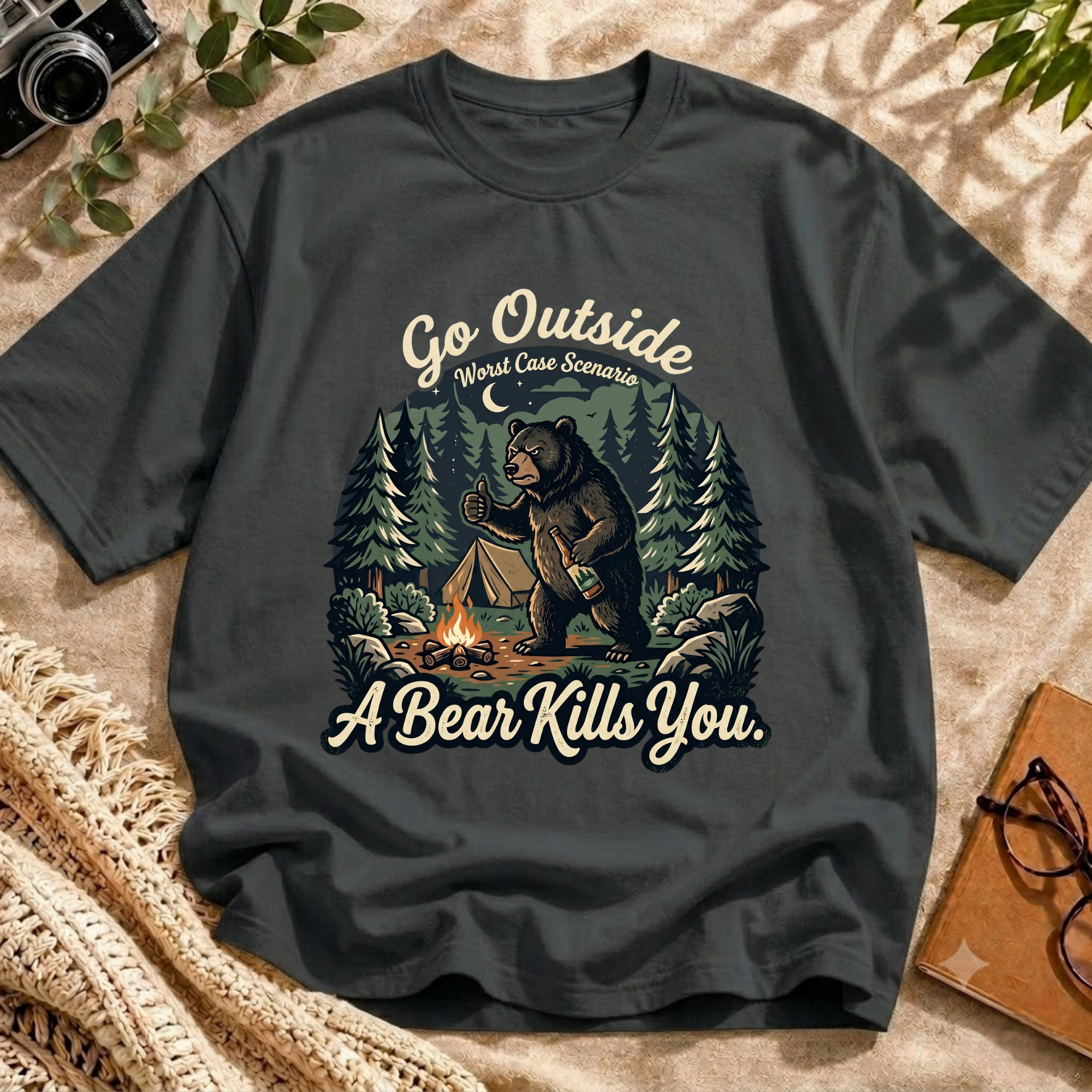 Funny Camping Bear Tee
