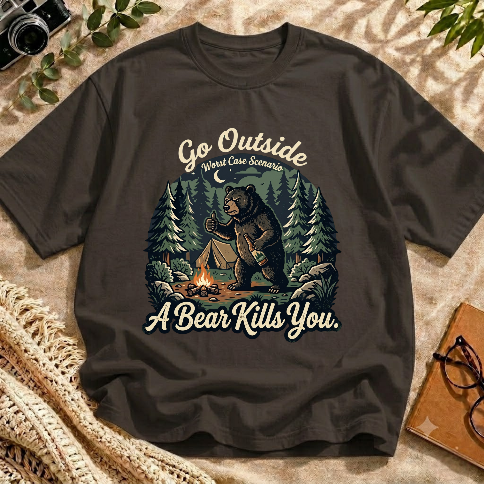 Funny Camping Bear Tee