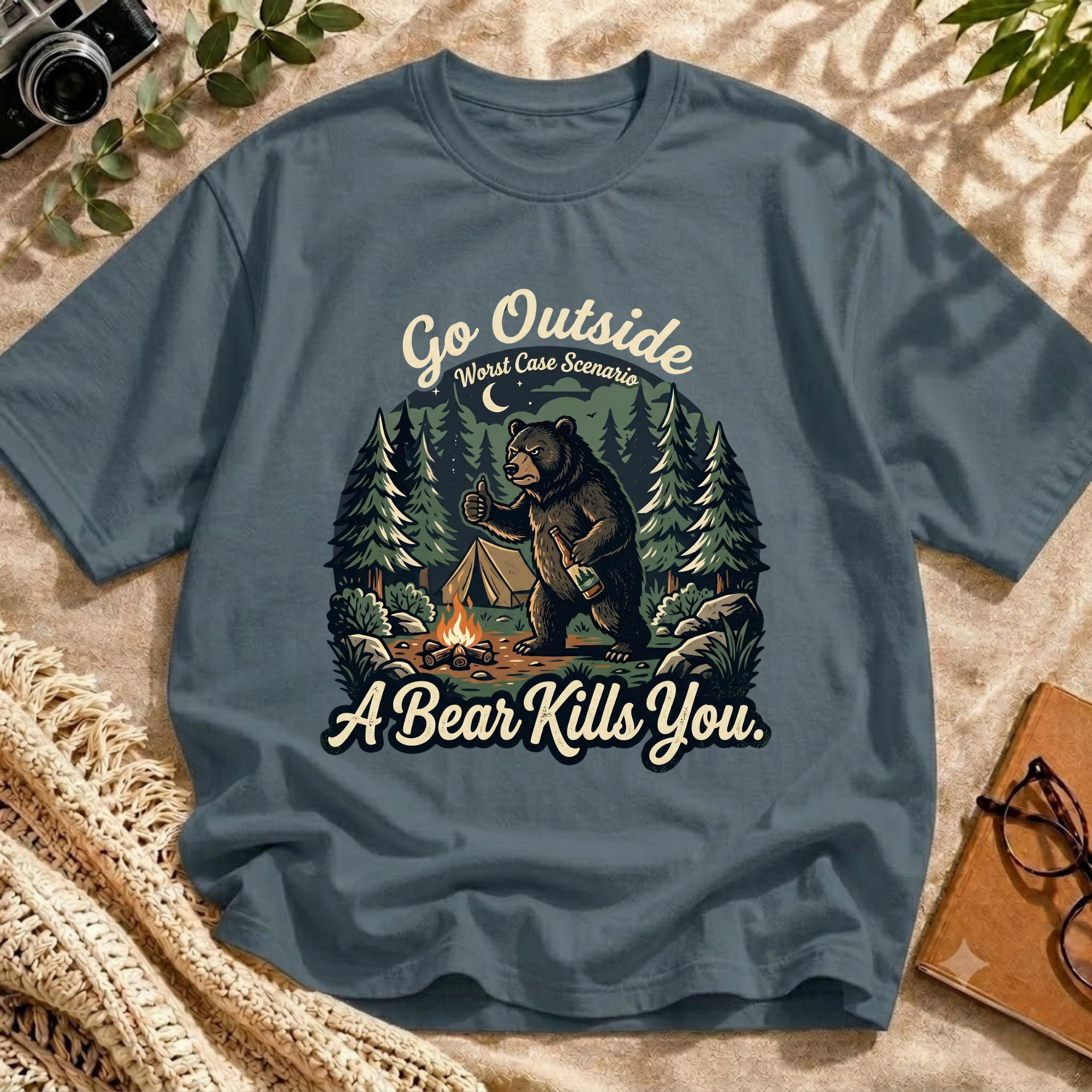 Funny Camping Bear Tee
